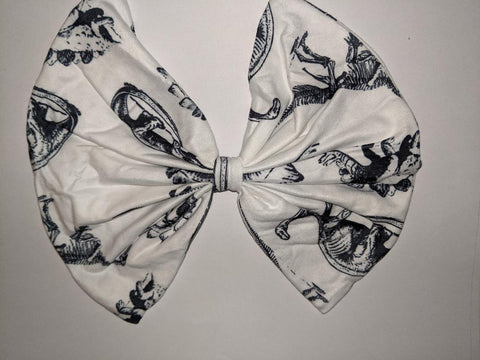 BLACK & WHITE DINOSAURS MATCHING Boutique Fabric Hair Bow