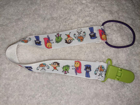 Teen Titans HAND CRAFTED PACIFIER DUMMY Single Sided CLIP - 10"-12"