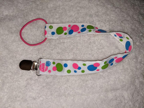 Dots HAND CRAFTED PACIFIER DUMMY CLIP - 10"-12"