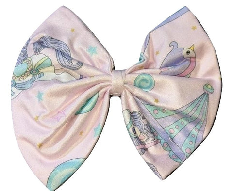 CAROUSEL PONIES MATCHING Boutique Fabric Hair Bow