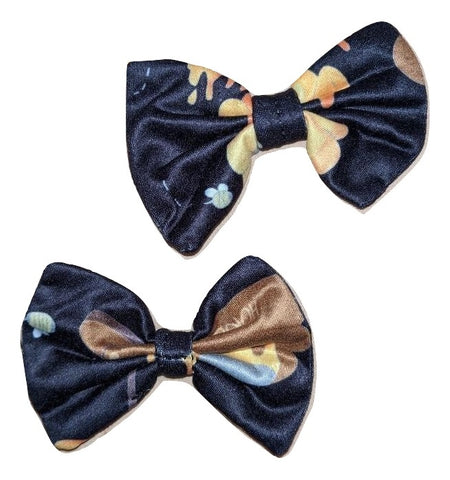 Hunny Bunny Black MATCHING BOUTIQUE FABRIC HAIR BOW 2PC SET