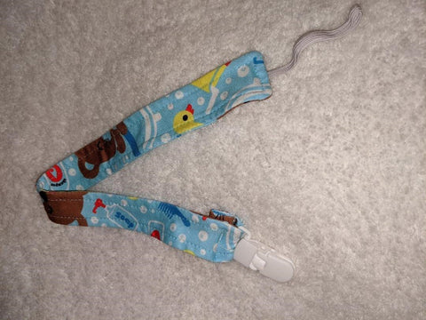 BATH TIME Matching Fabric Pacifier Clips clip is red not white