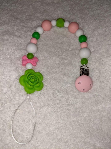 Flower SILICONE TEETHER CHEWING PACIFIER CLIP