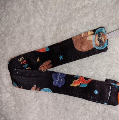 Sloths in Space Matching Fabric Pacifier Clips clip is blue not orange