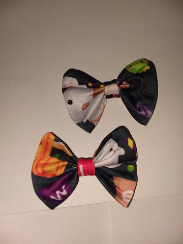 Spooky Pup Matching Boutique Fabric Hair Bow 2pc Set clearance