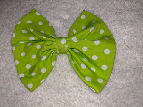 White & Green Dots MATCHING Boutique Fabric Hair Bow