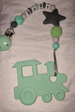 Train Choo Choo Silicone Teether Chewing Toy Pacifier Clip