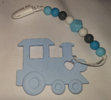 Train choo choo SILICONE TEETHER CHEWING TOY PACIFIER CLIP