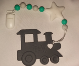 Train Choo Choo Silicone Teether Chewing Toy Pacifier Clip
